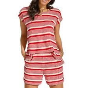 Cabi Red White Striped Leisure Playsuit Sz XL.